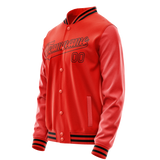 Custom Orange Black Solid Color Varsity Letterman Jacket JA02240617XE349
