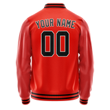 Custom Orange Black Solid Color Varsity Letterman Jacket JA02240617XE350
