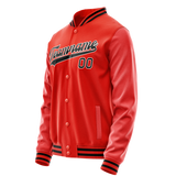 Custom Orange Black Solid Color Varsity Letterman Jacket JA02240617XE350