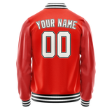 Custom Orange White Solid Color Varsity Letterman Jacket JA02240617XE346