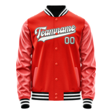 Custom Orange White Solid Color Varsity Letterman Jacket JA02240617XE346
