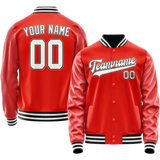 Custom Orange White Solid Color Varsity Letterman Jacket