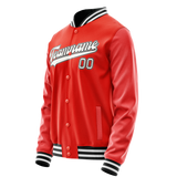 Custom Orange White Solid Color Varsity Letterman Jacket JA02240617XE346