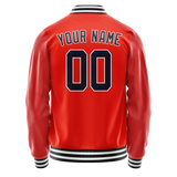Custom Orange Black Solid Color Varsity Letterman Jacket JA02240617XE330