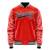 Custom Orange Black Solid Color Varsity Letterman Jacket JA02240617XE330