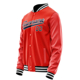 Custom Orange Black Solid Color Varsity Letterman Jacket JA02240617XE330