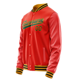 Custom Orange Black Solid Color Varsity Letterman Jacket JA02240617XE347