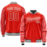 Custom Orange Gray Solid Color Varsity Letterman Jacket