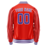 Custom Orange Purple Solid Color Varsity Letterman Jacket JA02240617XE336