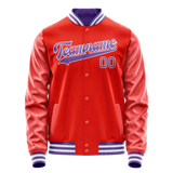 Custom Orange Purple Solid Color Varsity Letterman Jacket JA02240617XE336
