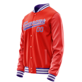 Custom Orange Purple Solid Color Varsity Letterman Jacket JA02240617XE336