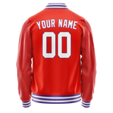 Custom Orange White Solid Color Varsity Letterman Jacket JA02240617XE344