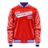 Custom Orange White Solid Color Varsity Letterman Jacket JA02240617XE344