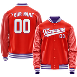 Custom Orange White Solid Color Varsity Letterman Jacket