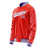 Custom Orange White Solid Color Varsity Letterman Jacket JA02240617XE344