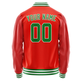 Custom Orange Teal Solid Color Varsity Letterman Jacket JA02240617XE341