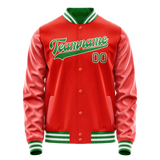 Custom Orange Teal Solid Color Varsity Letterman Jacket JA02240617XE341