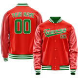 Custom Orange Teal Solid Color Varsity Letterman Jacket