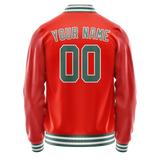 Custom Orange Teal Solid Color Varsity Letterman Jacket JA02240617XE331