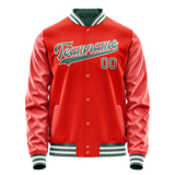 Custom Orange Teal Solid Color Varsity Letterman Jacket JA02240617XE331