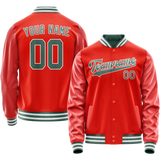 Custom Orange Teal Solid Color Varsity Letterman Jacket