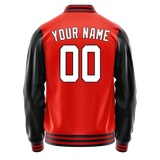 Custom Orange Black Solid Color Varsity Letterman Jacket JA02240617XE355