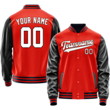 Custom Orange Black Solid Color Varsity Letterman Jacket JA02240617XE355