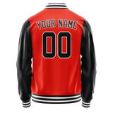 Custom Orange Black Solid Color Varsity Letterman Jacket JA02240617XE351
