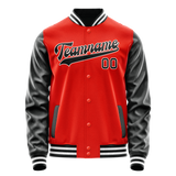 Custom Orange Black Solid Color Varsity Letterman Jacket JA02240617XE351