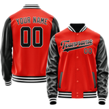 Custom Orange Black Solid Color Varsity Letterman Jacket JA02240617XE351