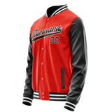 Custom Orange Black Solid Color Varsity Letterman Jacket JA02240617XE351