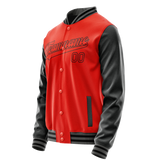 Custom Orange Black Solid Color Varsity Letterman Jacket JA02240617XE338