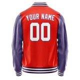 Custom Orange Purple Solid Color Varsity Letterman Jacket JA02240617XE329
