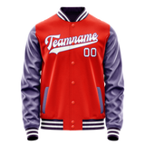 Custom Orange Purple Solid Color Varsity Letterman Jacket JA02240617XE329