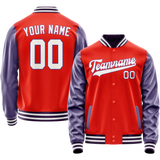 Custom Orange Purple Solid Color Varsity Letterman Jacket JA02240617XE329