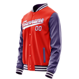 Custom Orange Purple Solid Color Varsity Letterman Jacket JA02240617XE329