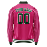 Custom Pink Kelly-Green Solid Color Varsity Letterman Jacket JA02240617SH301