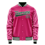 Custom Pink Kelly-Green Solid Color Varsity Letterman Jacket JA02240617SH301