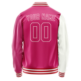 Custom Pink White Split Varsity Letterman Jacket JA02240617SH308