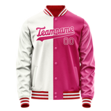Custom Pink White Split Varsity Letterman Jacket JA02240617SH308