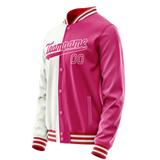 Custom Pink White Split Varsity Letterman Jacket JA02240617SH308