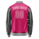 Custom Pink Gray Solid Color Varsity Letterman Jacket JA02240617SH327