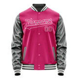 Custom Pink Gray Solid Color Varsity Letterman Jacket JA02240617SH327