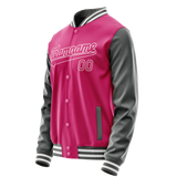 Custom Pink Gray Solid Color Varsity Letterman Jacket JA02240617SH327