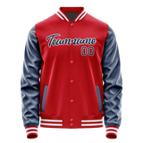 Custom Red Royal Solid Color Varsity Letterman Jacket JA02240617XY409