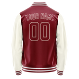 Custom Crimson Cream Solid Color Varsity Letterman Jacket JA02240617KZ535