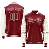 Custom Crimson Cream Solid Color Varsity Letterman Jacket JA02240617KZ535