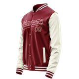 Custom Crimson Cream Solid Color Varsity Letterman Jacket JA02240617KZ535