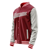 Custom Crimson Gray Solid Color Varsity Letterman Jacket JA02240617KZ518
