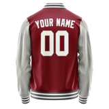 Custom Crimson Gray Solid Color Varsity Letterman Jacket JA02240617KZ511